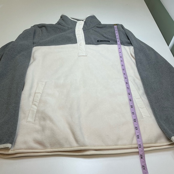 Columbia Chalk City Gray Heather Fleece Half Snap Jacket Medium - Picture 7 of 10